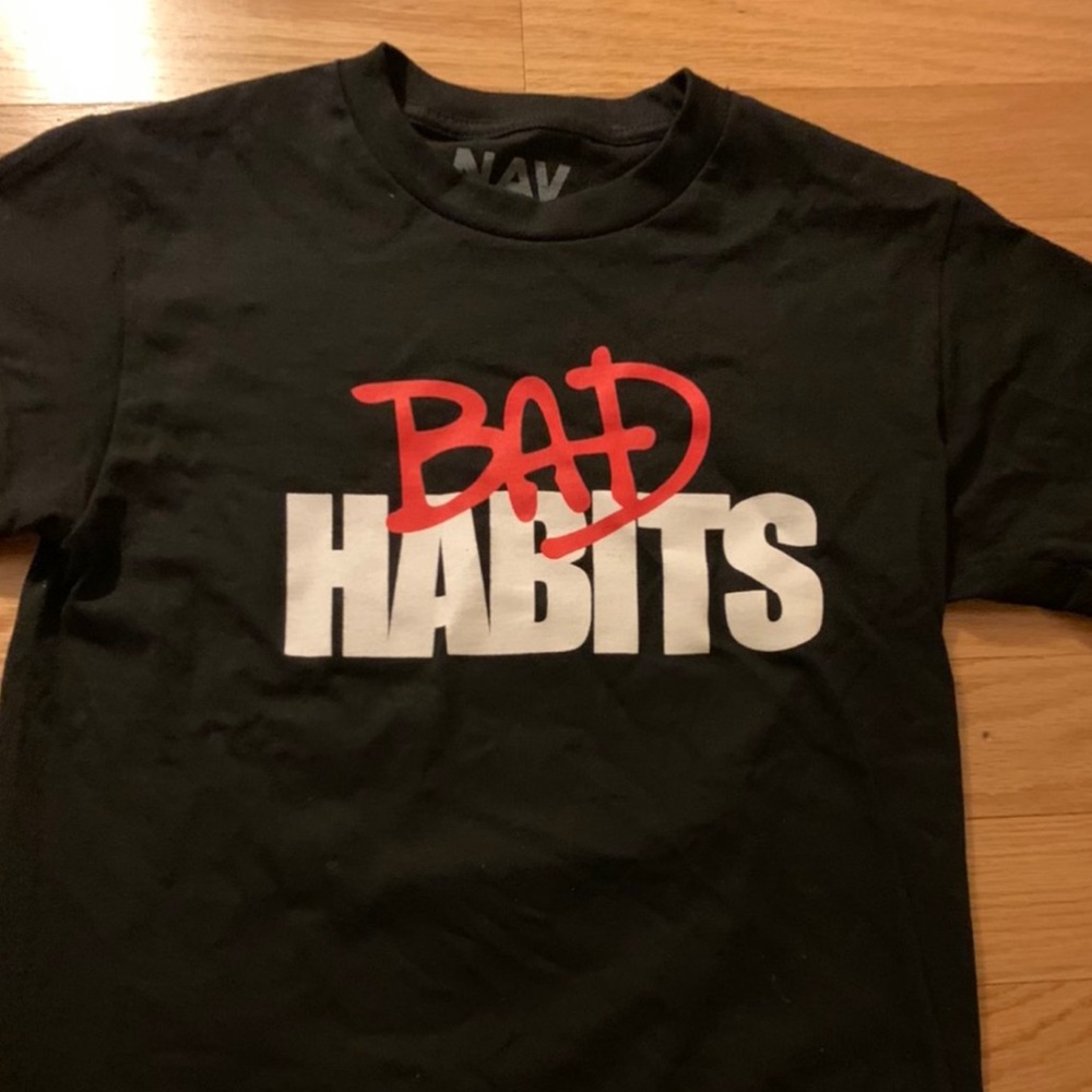 Red and black NAV vlone shirt